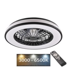LED Стельовий світильник з вентилятором та регулюванням яскравості LED/48W/230V 3000-6500K чорний + пульт дистанційного керування