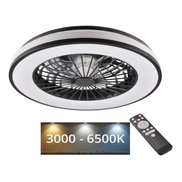 LED Стельовий світильник з вентилятором та регулюванням яскравості LED/48W/230V 3000-6500K чорний + пульт дистанційного керування