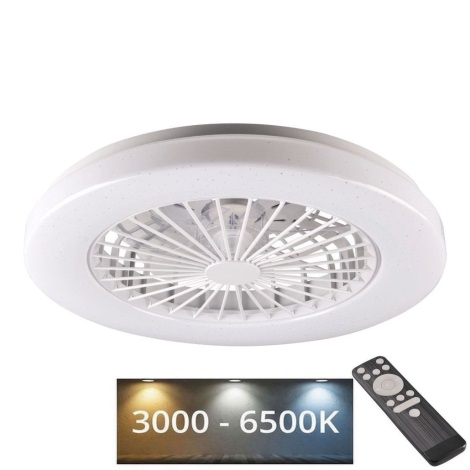 LED Стельовий світильник з вентилятором та регулюванням яскравості LIBYA LED/48W/230V 3000-6500K білий + пульт дистанційного керування