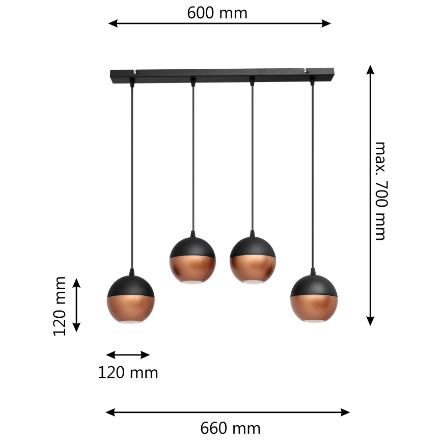 LED Светодиодная подвесная люстра MIDWAY 4xGU10/4,8W/230V черный/медный