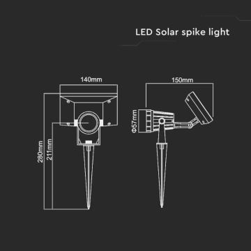 LED Світильник на сонячній батареї SPIKE LED/2W/5,5V IP65 6400K