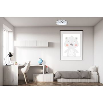 Стельовий LED світильник з регулюванням яскравості SMART GALAXY KIDS LED/24W/230V 3000-6500K горошок білий/чорний + дистанційне керування