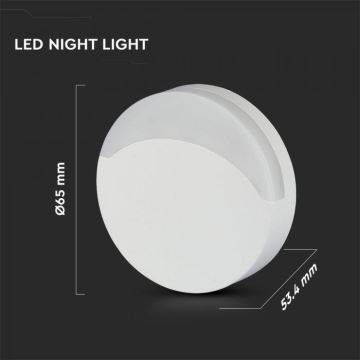 LED Світлодіодний нічний світильник з датчиком LED/0,5W/230V 65мм 4000K круглий