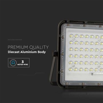 LED Вуличний  прожектор на сонячній батареї з регулюванням яскравості LED/15W/3,2V IP65 4000K чорний + пульт дистанційного керування