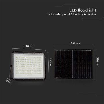 LED Вуличний прожектор на сонячній батареї LED/200W/3,2V 4000K чорний IP65 + пульт дистанційного керування