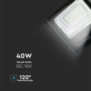 LED Вуличний прожектор на сонячній батареї LED/40W/10V IP65 6000K + пульт дистанційного керування