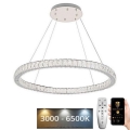 LED з регулюванням яскравості кришталева люстра підвісна LED/100W/230V 3000-6500K срібний + пульт дистанційного керування