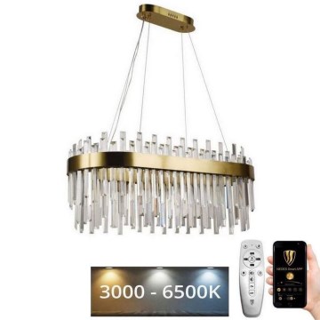 LED з регулюванням яскравості кришталева люстра підвісна LED/100W/230V 3000-6500K золотий + пульт дистанційного керування