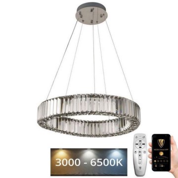 LED з регулюванням яскравості кришталева люстра підвісна LED/40W/230V 3000-6500K хром + пульт дистанційного керування