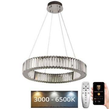 LED з регулюванням яскравості кришталева люстра підвісна LED/40W/230V 3000-6500K хром + пульт дистанційного керування