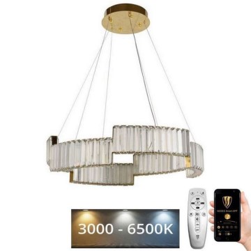 LED з регулюванням яскравості кришталева люстра підвісна LED/40W/230V 3000-6500K золотий + пульт дистанційного керування