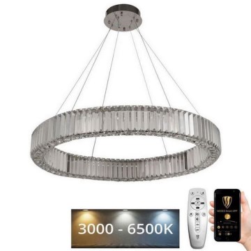 LED з регулюванням яскравості кришталева люстра підвісна LED/50W/230V 3000-6500K хром + пульт дистанційного керування