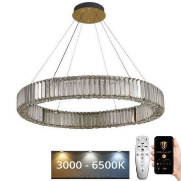 LED з регулюванням яскравості кришталева люстра підвісна LED/50W/230V 3000-6500K хром/золотий + пульт дистанційного керування