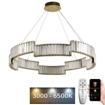 LED з регулюванням яскравості кришталева люстра підвісна LED/60W/230V 3000-6500K золотий + пульт дистанційного керування