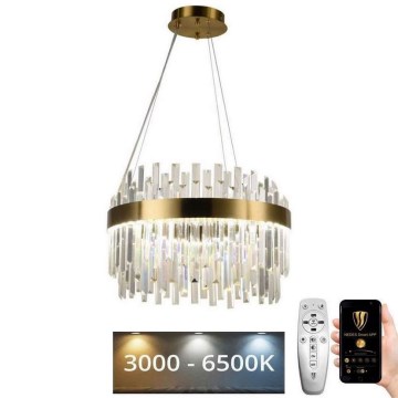 LED з регулюванням яскравості кришталева люстра підвісна LED/70W/230V 3000-6500K золотий + пульт дистанційного керування