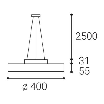 LED2 - Світлодіодна підвісна люстра ROTO LED/48W/230V 2700K/3300K/4000K IP40 чорний діаметр 40 см