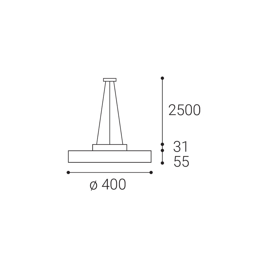 LED2 - Світлодіодна підвісна люстра ROTO LED/48W/230V 2700K/3300K/4000K IP40 чорний діаметр 40 см