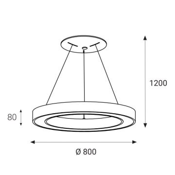 LED2 - Світлодіодна підвісна люстра SATURN LED/80W/230V 4000K діаметр 80 см чорна