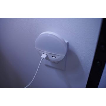 Ledvance - LED Нічник в розетку з датчиком LUNETTA 2xUSB LED/13W/230V