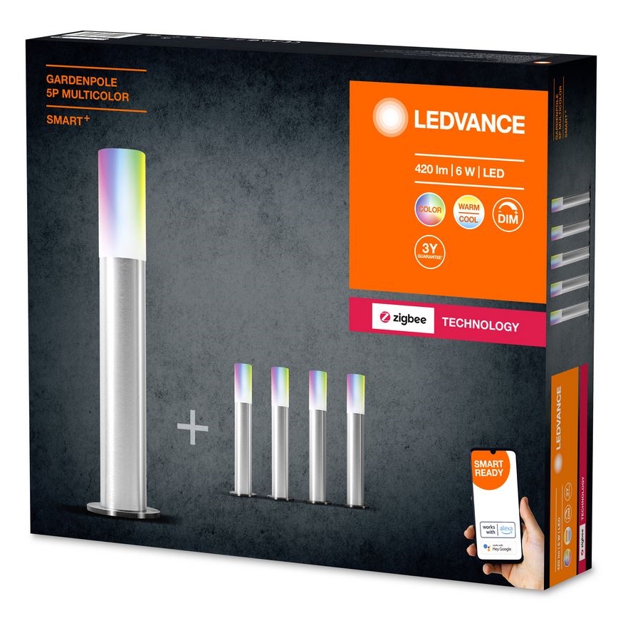 Ledvance - НАБОР 5x Светодиодная уличная RGBW-лампа с регулированием яркости SMART+ GARDENPOLE LED/6W/230V IP44