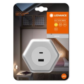 Ledvance - Навігаційний LED світильник в розетку з USB LUNETTA LED/15W/230V