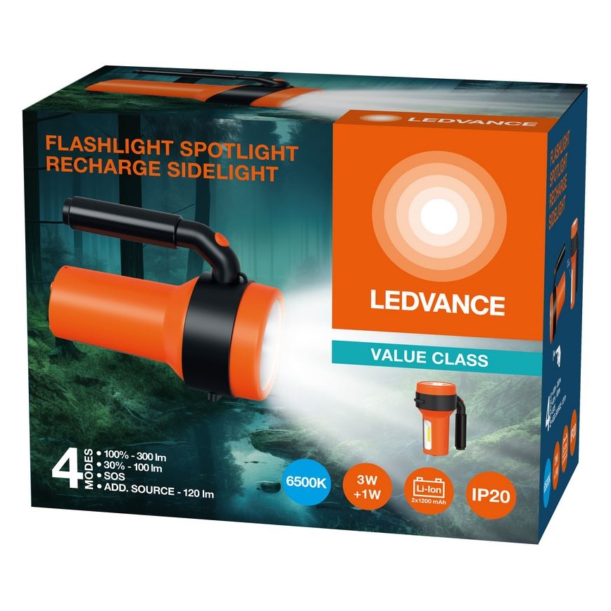 Ledvance - Светодиодный аккумуляторный фонарь с повербанком FLASHLIGHT LED/3W/5V 2400mAh