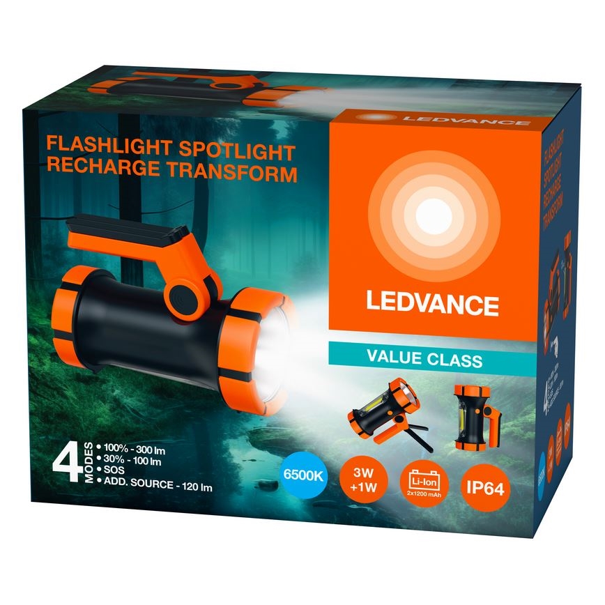 Ledvance - Светодиодный аккумуляторный фонарь с повербанком FLASHLIGHT LED/3W/5V IP64 2400mAh