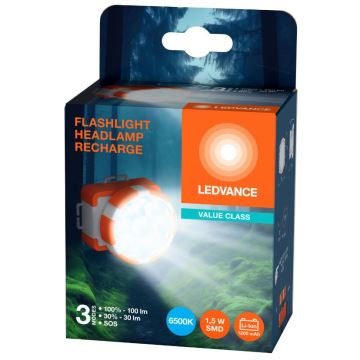 Ledvance - Светодиодный аккумуляторный налобный фонарь FLASHLIGHT LED/1,5W/5V 1200mAh