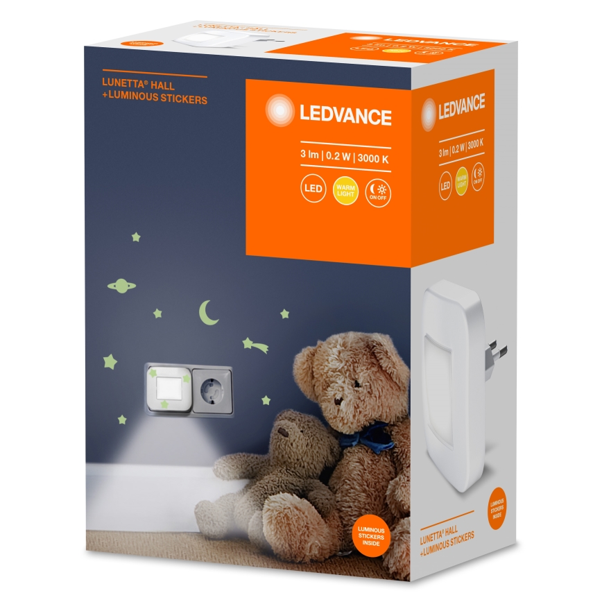 Ledvance - Світлодіодний нічник з сенсором LUNETTA LED/0,2W/230V