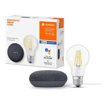 Ledvance - Умная колонка Google Nest Mini + светодиодная диммируемая лампочка SMART+ A60 E27/60W/230V