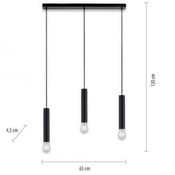 Leuchten Direkt 15618-18 - Подвесная люстра BRUNA 3xE27/60W/230V черная