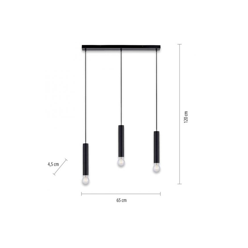 Leuchten Direkt 15618-18 - Подвесная люстра BRUNA 3xE27/60W/230V черная