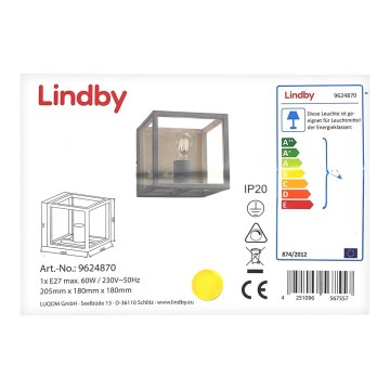 Lindby - Настенный светильник MERON 1xE27/60W/230V