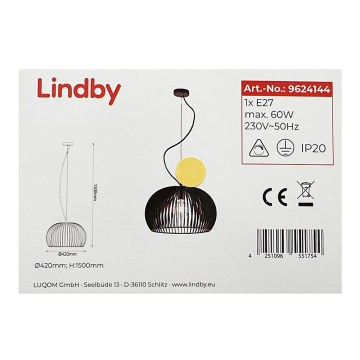 Lindby - Подвесная люстра JURSA 1xE27/60W/230V