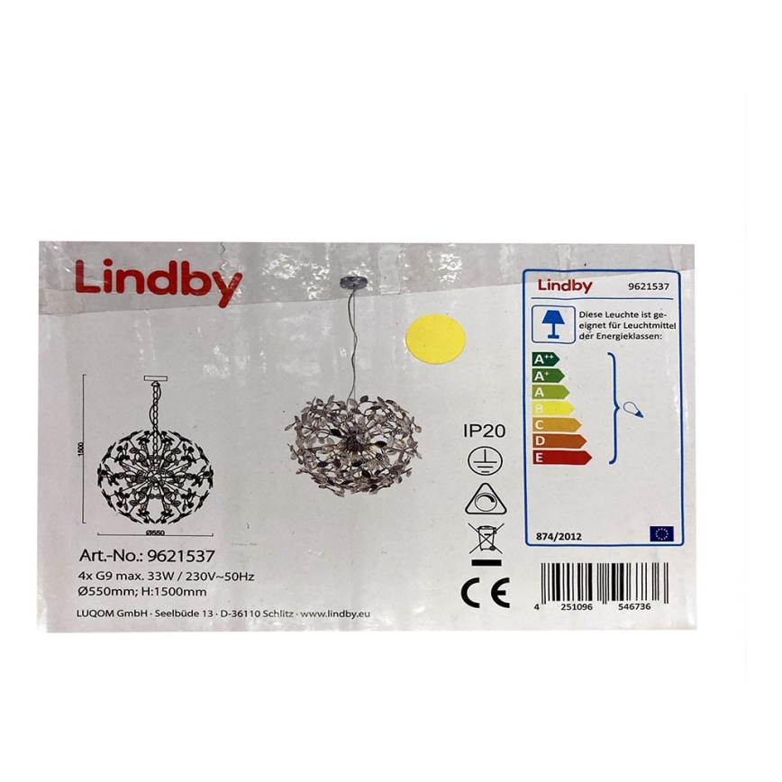 Lindby - Підвісна люстра BJARNE 4xG9/33W/230V