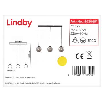 Lindby - Підвісна люстра SOFIAN 3xE27/60W/230V