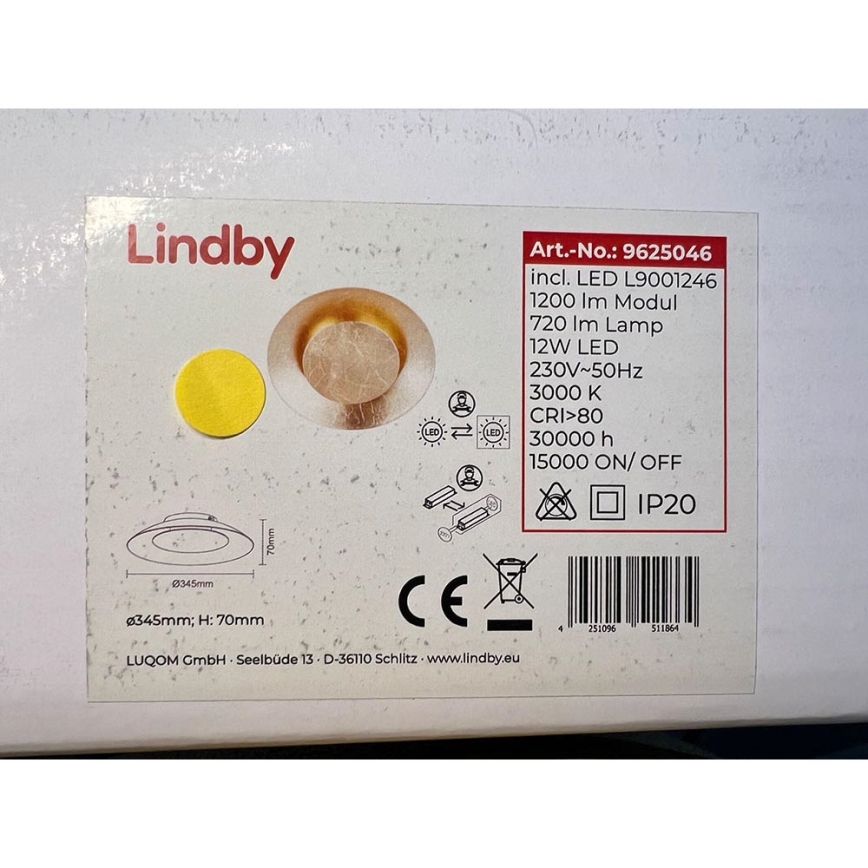 Lindby - Стельовий LED світильник KETI LED/12W/230V