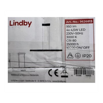 Lindby - Светодиодная подвесная люстра SOLVINA 4xLED/4,5W/230V
