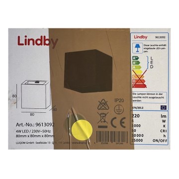 Lindby - Светодиодный настенный светильник QUASO LED/4W/230V бетон