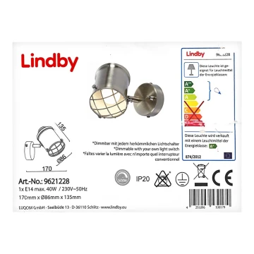 Lindby - Светодиодный настенный светильник с регулированием яркости EBBI 1xE14/5W/230V