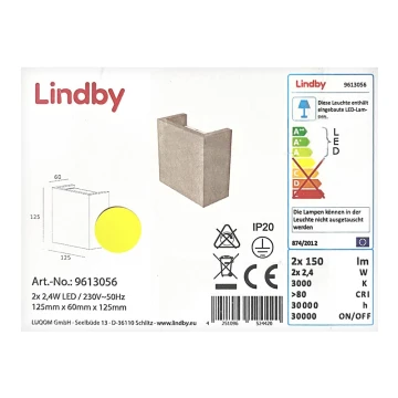 Lindby - Світлодіодний настінний світильник YVA 2xLED/2,4W/230V