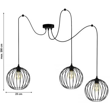 Люстра на мотузці MATT 3xE27/60W/230V