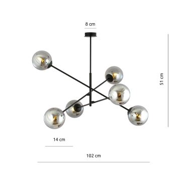 Люстра на штанге LINEAR 6xE14/10W/230V черный/серый