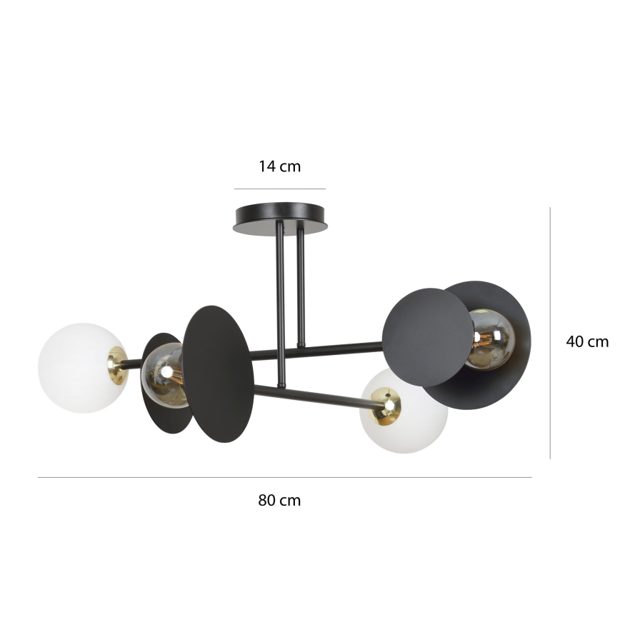 Люстра на штанге MINERVA 2xE27/15W + 2xE14/10W/230V черный