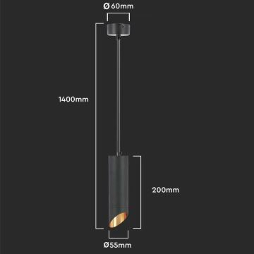 Люстра на штанзі 1xGU10/35W/230V 20 cm чорний