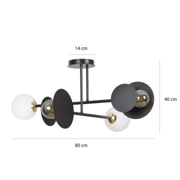 Люстра на штанзі MINERVA 2xE27/15W + 2xE14/10W/230V чорний