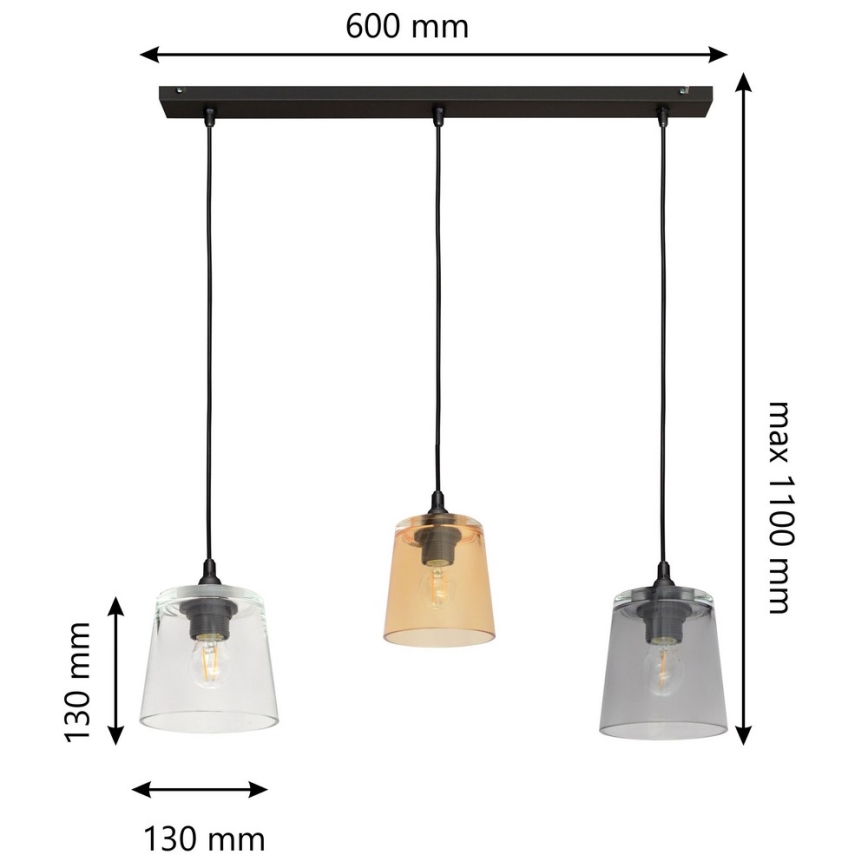 Люстра на тросе LUCEA 3xE27/60W/230V