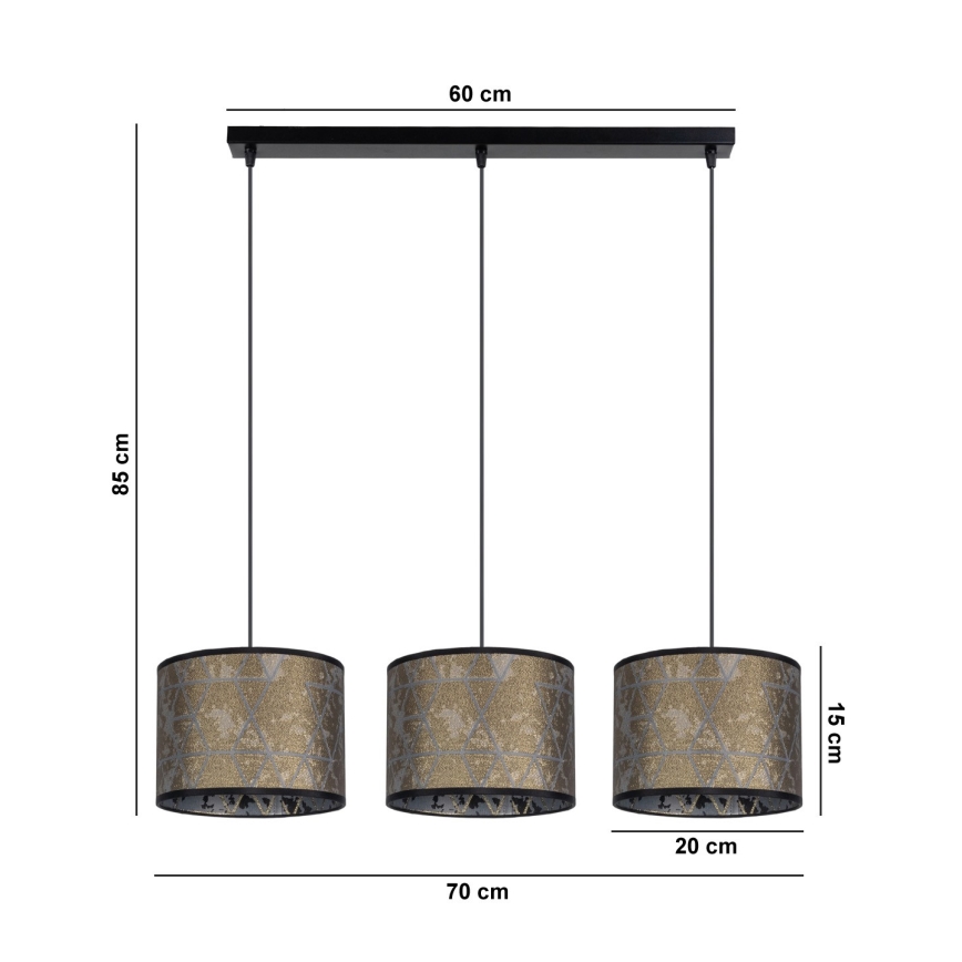 Люстра на тросе REZO 3xE27/60W/230V золотая