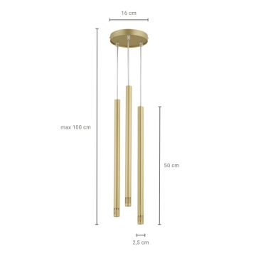 Люстра на тросе STALACTITE LASER 3xG9/3W/230V золотая