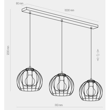 Люстра на тросе UNIVERSO 3xE27/60W/230V